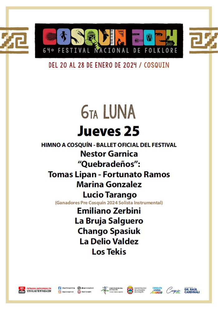 GRINFELD - Festival de Cosquin 2024 - Grilla - 6ta LUNA